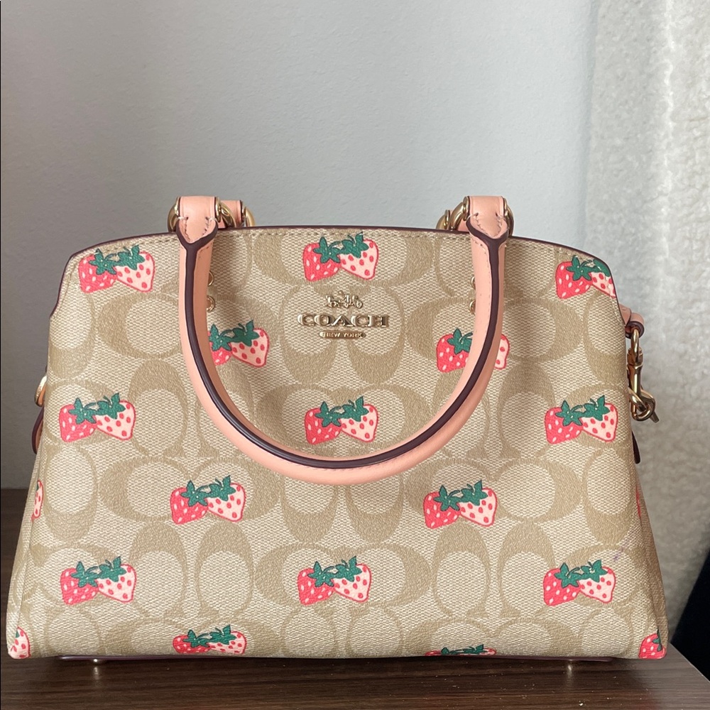 Coach mini Lillie carryall in signature canvas Strawberry print